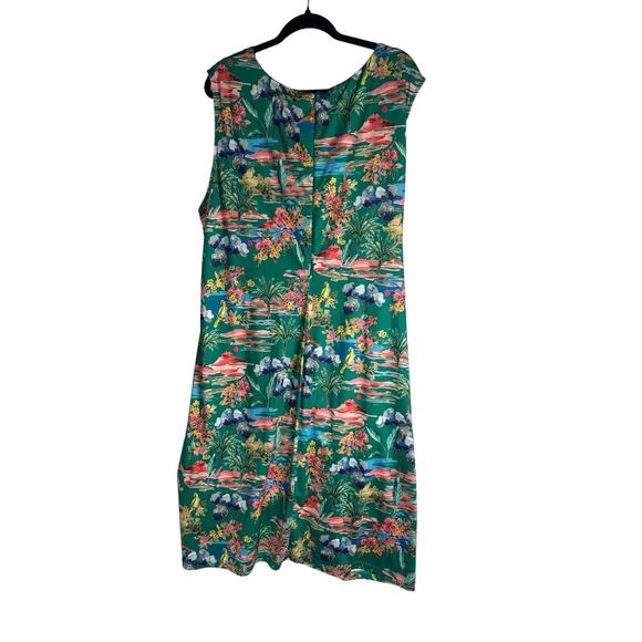 Yumi Sheath Party Cocktail Dress Green Emerald Garden Bird Floral Dress Size 20‎ - Picture 5 of 13
